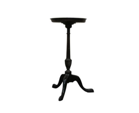 The circular top, above a single turned support, raised on a tripod base, with cabriole legs, 32 cm wide