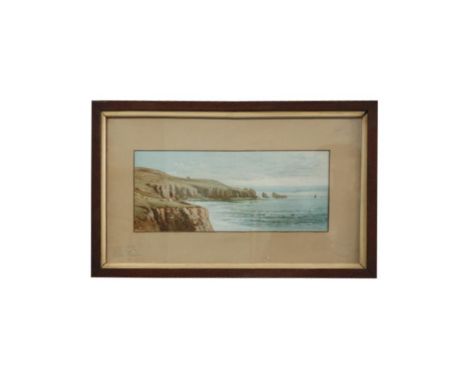 Coastal scene, oil pastel, signed R. F. McIntyre, 13 x 34 cm