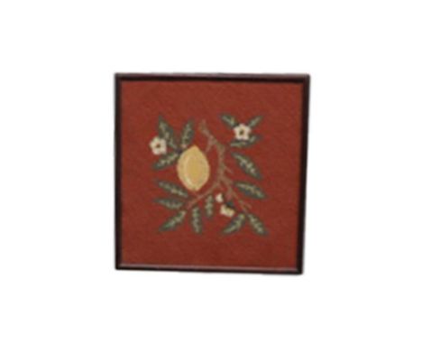 The square tapestry panel screen, held on a single turned support, terminating in a tripod base