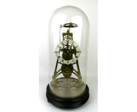 A 19th Century Dent of London Skeleton clockModelled in typical form with circular enamel, raised on silvered circular base, 