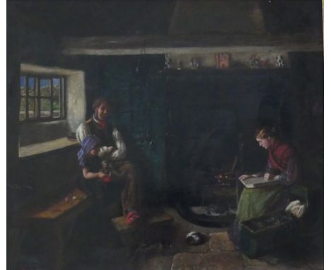 John Templeton Lucas (British, 1836-1880) - 'Figures in an Interior Scene'Oil on canvas, signed and dated 1866 to lower left,