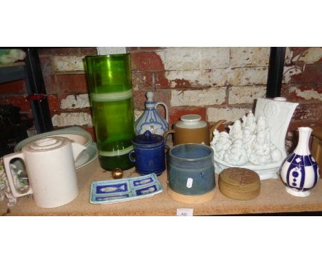 Good collection of assorted china and pottery including tall mid-century green Art Glass vase, Meakins "Maidstone" teapot, Go