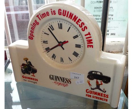 Guinness china advertising mantle clock "Opening Time is Guinness Time"