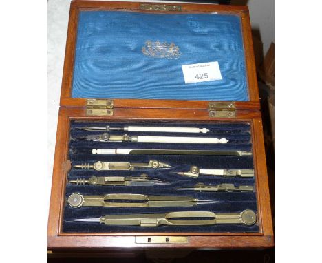 Victorian draughtsman's technical drawing set in wooden case by Stanley, London