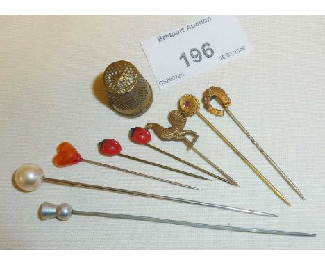 Hat and stick pins, inc. two yellow metal