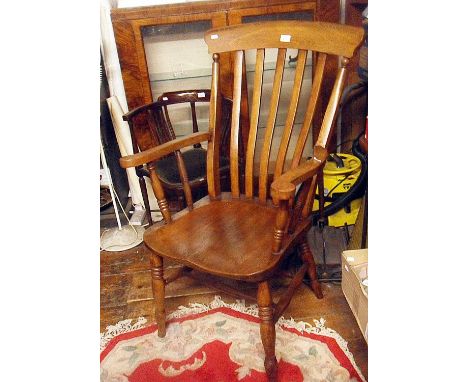 Victorian ash and elm farmhouse kitchen armchair 