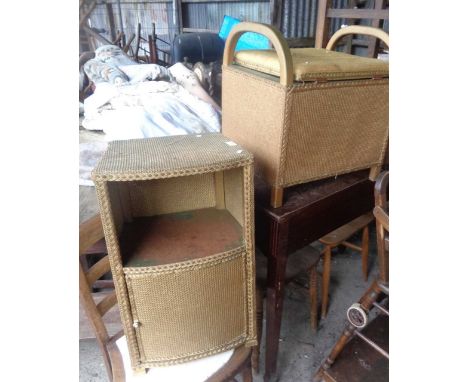 Lloyd Loom type bedside cupboard and dressing table stool