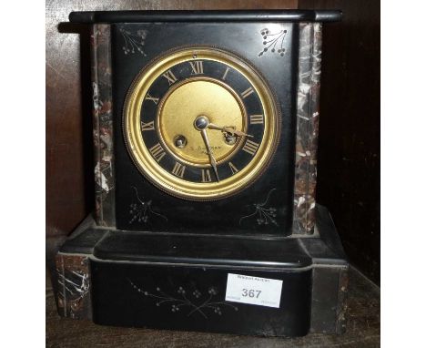 Victorian slate and marble mantle clock by Burman, Paris