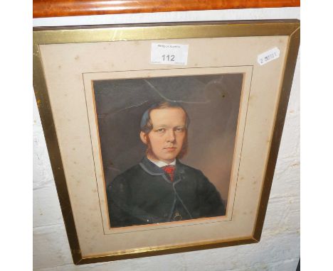 Portrait of a Reverend W.H.Goddard having detailed biography and family history under glass verso, 9" x 7"