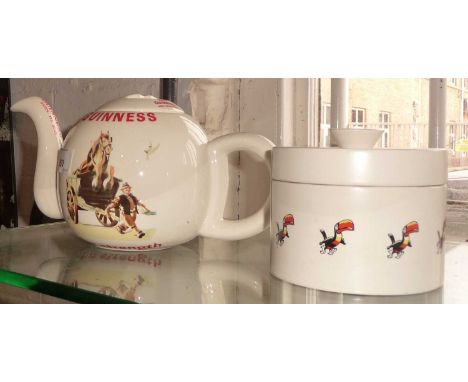 Carltonware Guinness advertising teapot and a lidded pot with a Toucan motif