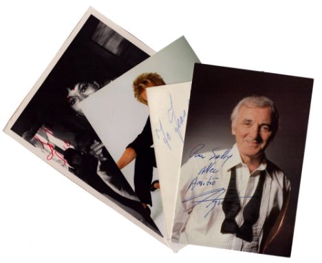 Music Collection 4, assorted signed colour photos includes Charles Aznavour, Elaine Paige, Helen Gelzer and Paul Melba. Good 