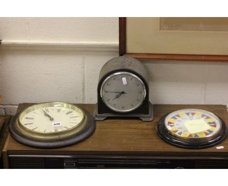 Replica RAF Sector Clock and another Circular Wall Clock (both battery operated) together with a Domed Top Bakelite Mantle Cl