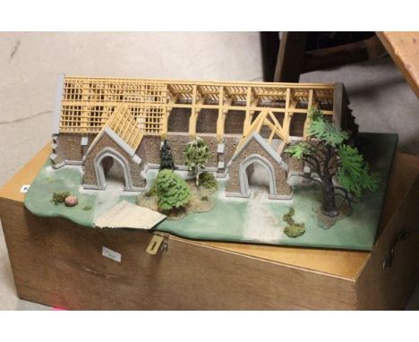 Scratch Built Model of Roman Walls together with a Scratch-Built Architectural Buildings (in Wooden Box)