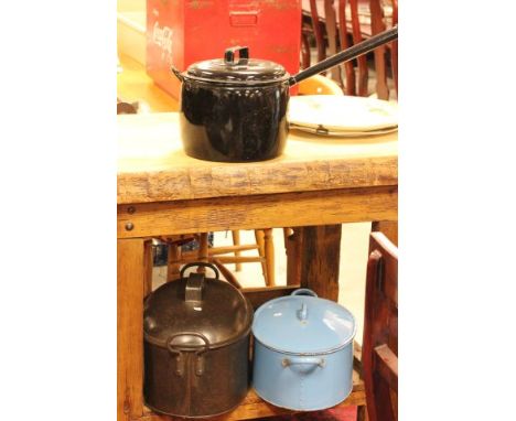 Collection of Enamel Cooking Pots