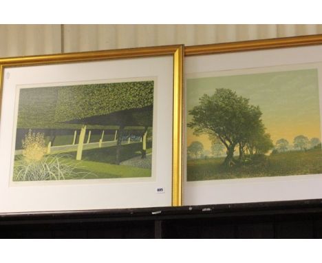 Limited Edition Kenneyh Leach Print 'The Bridleway' no. 51/200;  Norman Stevens Limited Edition Print 'Still Garden, Hidcote'