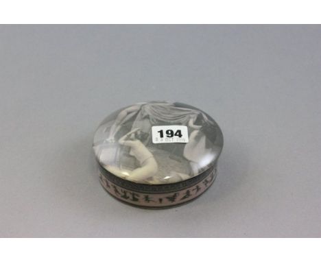 French Ceramic Circular Lidded Box with Erotic Design