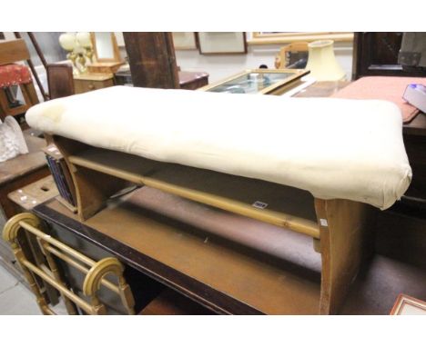 Pine Bench with Upholstered Top