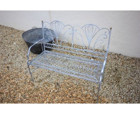 Painted Folding Metal Double Arched Garden Bench