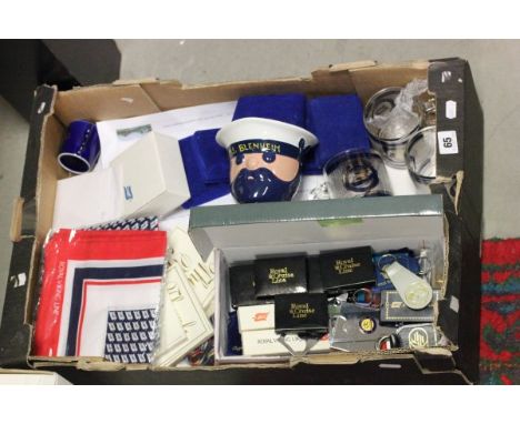 Collection of Royal Viking Cruise Ship Memorabilia to include Scarves, Spoons, Key Rings, Magnifying Glass, Wallet, Tote Bag 