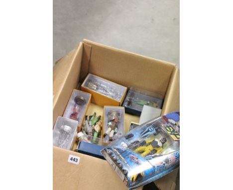 Group of figures including Dr Who painted metal figures x2, Marvel x6 and DC x2, carded Mattel Batman an five original Star W