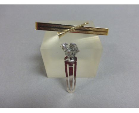 Silver Cockerel Bookmark and a Stratton Hunting Tie Pin