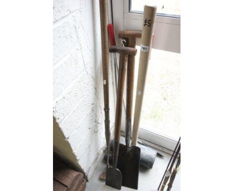 Five Wooden Handled Garden Tools and another Garden Tool