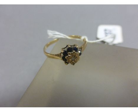 9ct Gold Sapphire and Diamond Cluster Ring