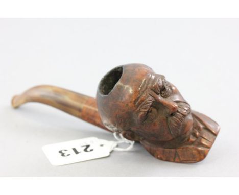Antique Carved Pipe in the form of Rudyard Kipling