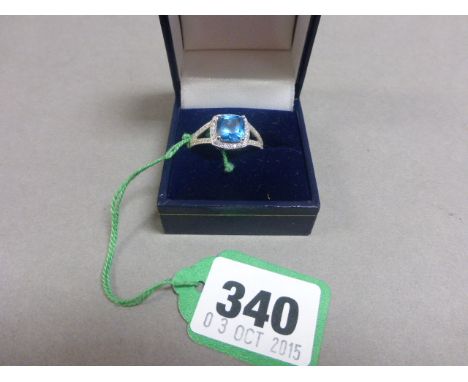 Silver CZ and Blue Topaz Ring