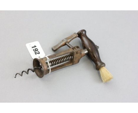 Lund's Patent Rack Corkscrew with wooden handle and brush