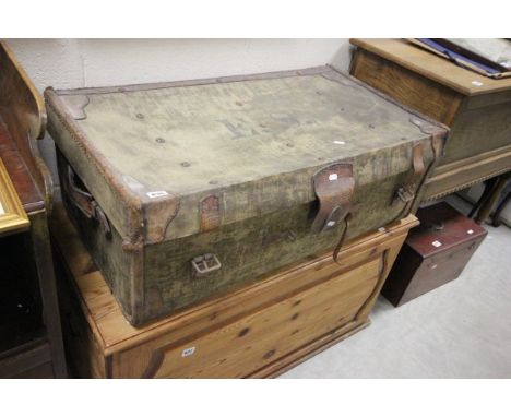 19th century Leather Bound Trunk