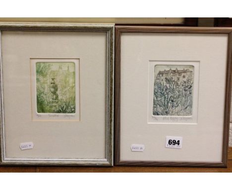 Two John Degnan Signed Etchings 'Sundial' A/P/5 & 'Blue Poppy' no.31/50