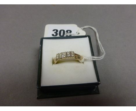 14k (tested) Gold Ring set with two rows of five diamonds