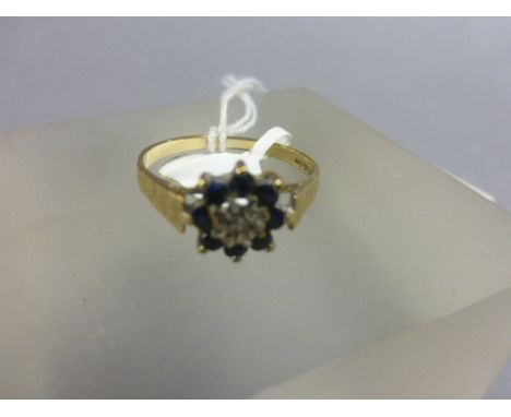 9ct Gold Sapphire and Diamond Cluster Ring