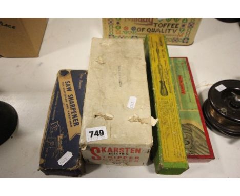 Four Boxed Vintage Tools including Skarsten Stripper Scraper, Saw Sharpener, Yankee No. 135a Screwdriver and a Heli-Coil Repa