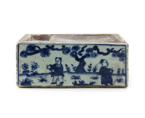 Depicting Chinese children playing in garden, 16 x 7 x 12 cm.