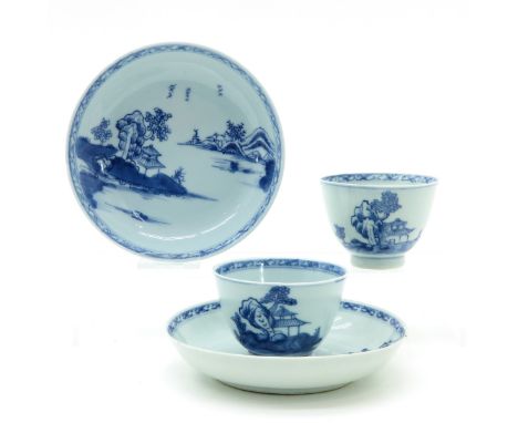 Landscape decor, saucers are 14 cm. in diameter, some with chip and hairline.