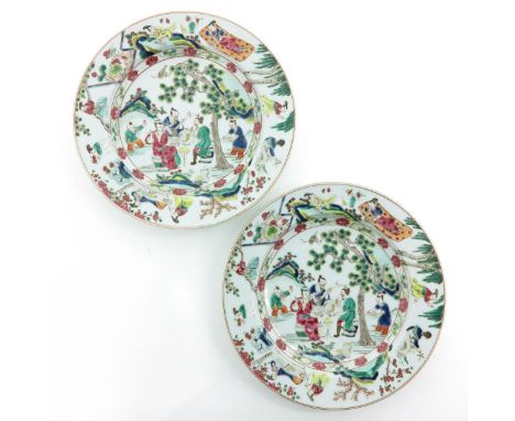 Depicting gathering of Chinese men in garden playing musical instruments under the trees, border depicting scenes with Chines