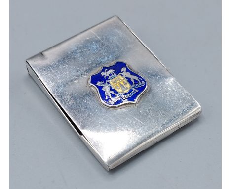 A Birmingham silver and enamel match case 