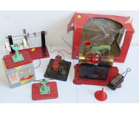 Mamod Minor 2 steam engine (in box) and Sel motor and pulley and Mamod polishing machine (boxed) and dittto no box