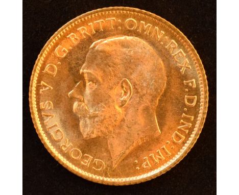 King George V, Half-Sovereign, 1916, Bare head l. R. St. George and dragon, Sydney Mint, edge milled, gold, weight 4g, S.4009