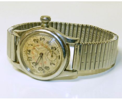 Vintage Rolex "Solar Aqua" stainless steel watch, Arabic numerals and centre red military hour markers, subsidiary seconds di