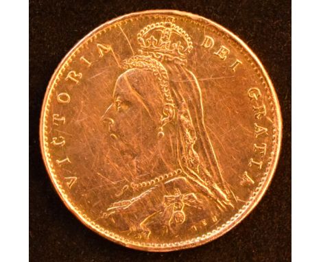 Queen Victoria, Half-Sovereign, 1887, Jubilee bust l. R. High shield, edge milled, gold, weight 3.4g, S.3869, F.