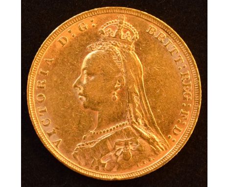 Queen Victoria, Sovereign, 1891, Jubilee bust l. R. St. George, edge milled, gold, weight 7.9g, S.3866C, VF.