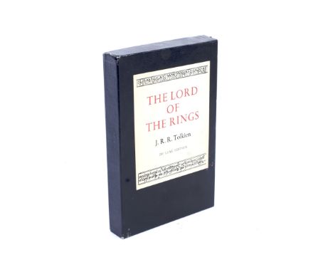 Complete set of Lord of the Rings, J R R Tolkien, 5th impression of deluxe edition 1976 cased. Thin paper edition.