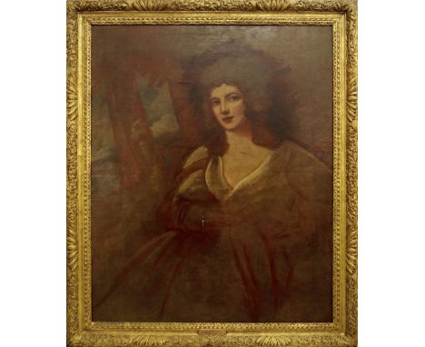 Attributed to George Romney, British 1734-1802, Portrait of Mrs Tickell, nee Sarah Ley, seated three-quarter length turned to