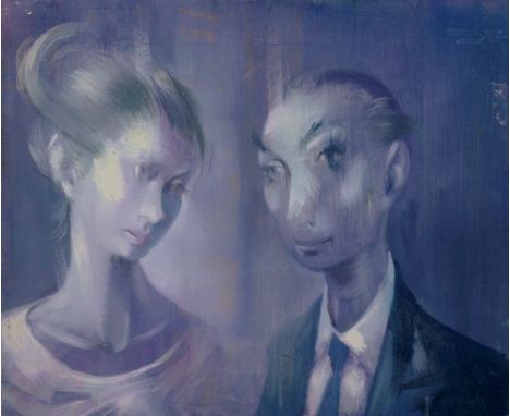 Pino Ponti, Italian 1905-1999- Portrait of a man and a woman; oil on canvas, 40x50cm (unframed) (may be subject to Droit de S