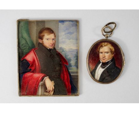 A Portrait Miniature, British School, mid 19th century, depicting Francis Smith standing half-length turned to the right in a