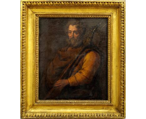 North Italian School, 17th century- Portrait of a pikeman; oil on canvas, 36x30cm CONDITION REPORT: in a carved and gilded Ne