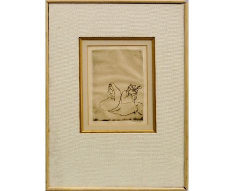 Mukul Dey, Indian 1895-1989- "The Night Singers", 1927; dry point etching, signed in pencil, 20.5x14cm: Mukul Dey, Indian 189